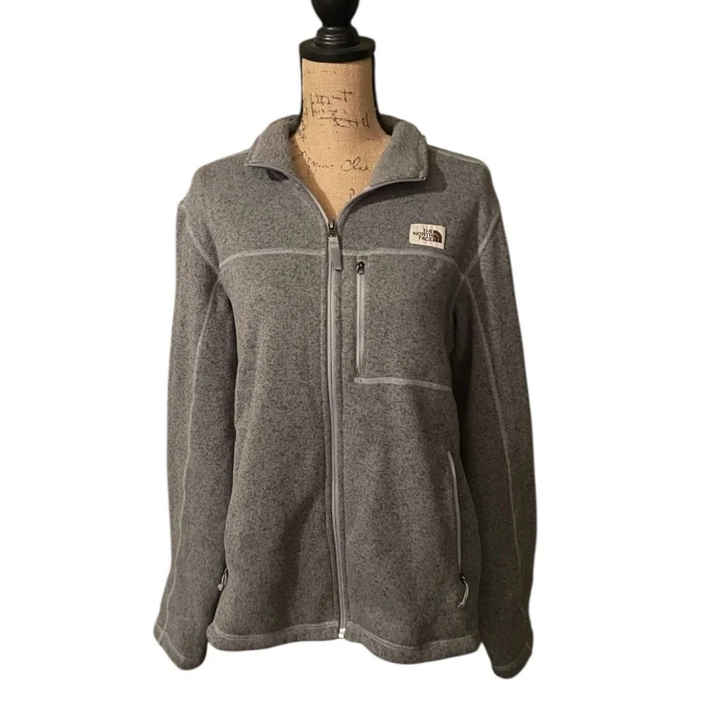 The North Face Gray Ski Snow Jacket Fleece Full-Length Zipper